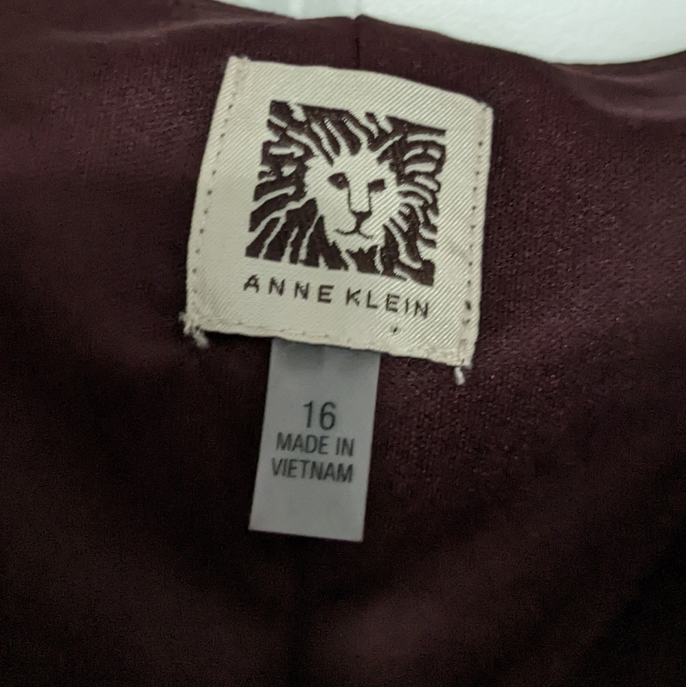 NEW ANNE KLEIN Wine Velvet Cowl Neck Stretch Pull-on Formal Dress Size 16 - Picture 10 of 11